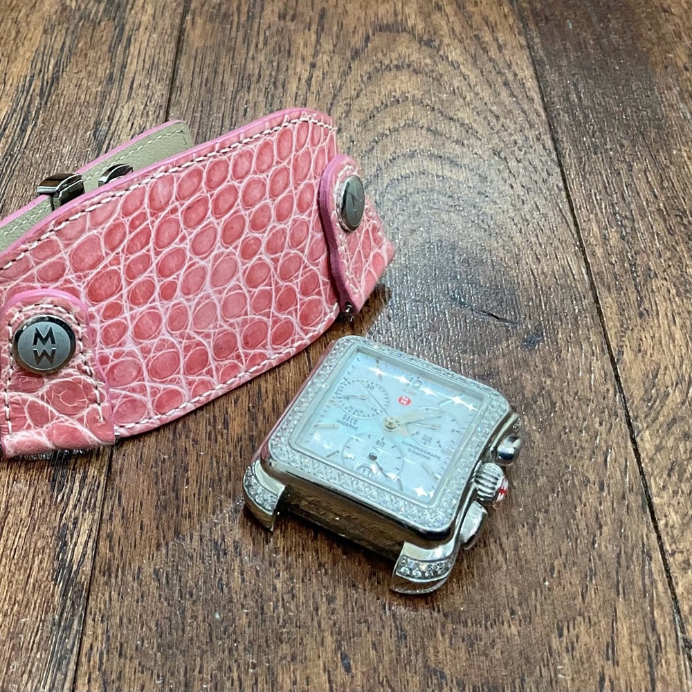 Authentic MICHELE Deco 18mm Watch Alligator Cuff Band in Pink. rare! - Picture 9 of 15